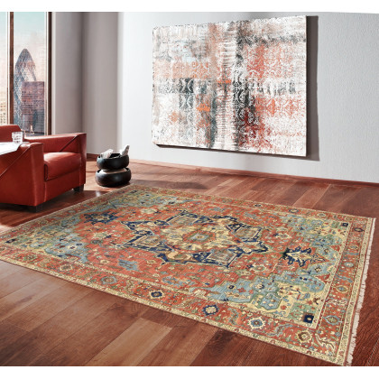 Pasargad - Serapi Collection Hand-Knotted Wool Area Rug in Rust, 106" x 144" (ph-6 9x12)