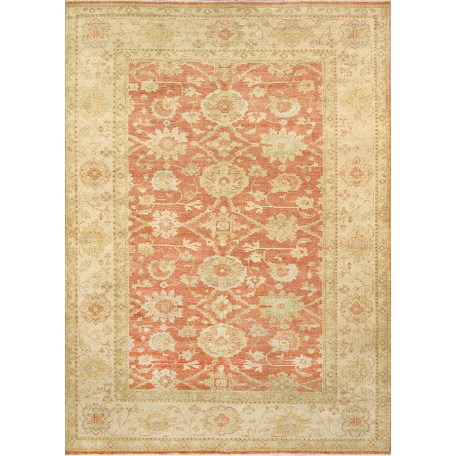 Pasargad Sultanabad Collection Hand-Knotted Wool Area Rug - Rust/Ivory, 98" x 121" (PJ-504 8x10)