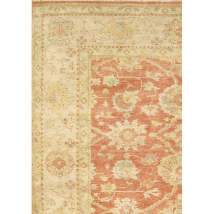 Pasargad Sultanabad Collection Hand-Knotted Wool Area Rug - Rust/Ivory, 98" x 121" (PJ-504 8x10)