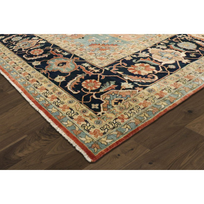Pasargad Serapi Collection Hand-Knotted Lamb's Wool Area Rug - Rust/Navy, 120" x 169" (PJR-4 10x14)
