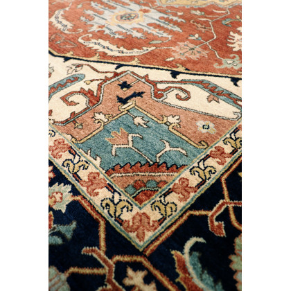 Pasargad Serapi Collection Hand-Knotted Lamb's Wool Area Rug - Rust/Navy, 32" x 243" (pjr-4 3x20)