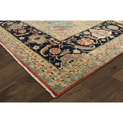 Pasargad Serapi Collection Hand-Knotted Lamb's Wool Area Rug - Rust/Navy, 95" x 122" (pjr-4 8x10)