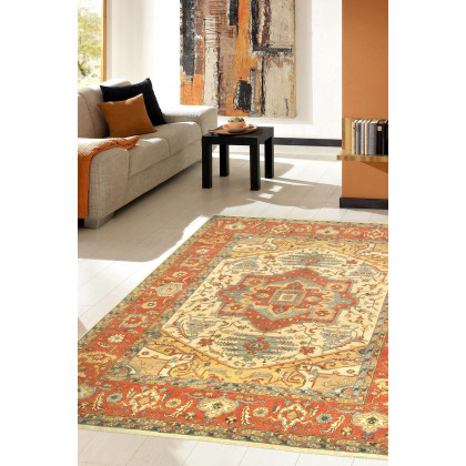 Pasargad Serapi Collection Hand-Knotted Lamb's Wool Area Rug (PJR-4 IVO 8X10) - 97'' x 121''