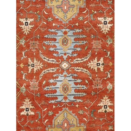 Pasargad Serapi Collection Hand-Knotted Lamb's Wool Area Rug - Rust/Navy, 73" x 193" (PJR-4 LN 6x16)