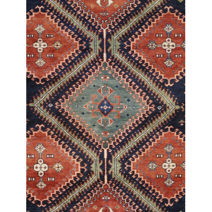 Pasargad - Kazak Collection Hand-Knotted Wool Area Rug in Navy/Ivory, 80" x 123" (PK-15 7x10)
