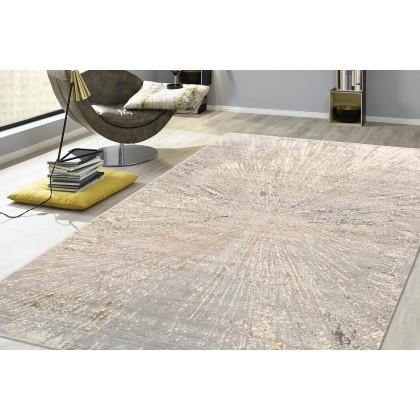 Pasargad Starburst Design Power Loom White Area Rug (PL-694C 4X6) - 48'' x 72''