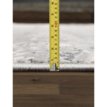 Pasargad Starburst Collection Power-Loomed Polypropylene/Polyester Area Rug - White/Gray, 93" x 117" (pl-694c 8x10)