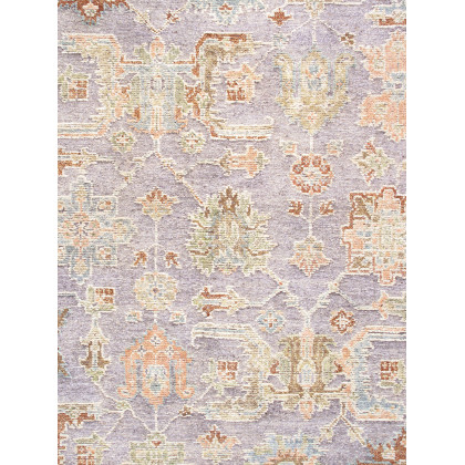 Pasargad - Oushak Collection Hand-Knotted Wool Area Rug in Purple/Salmon, 111" x 147" (PLO-103 9x12)