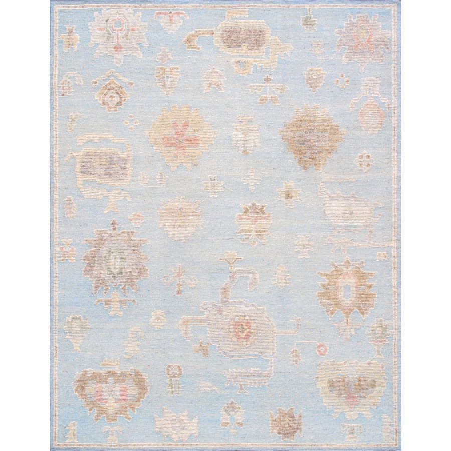 Pasargad - Oushak Collection Hand-Knotted Wool Area Rug in L. Blue, 111" x 145" (PLO-28 9x12)