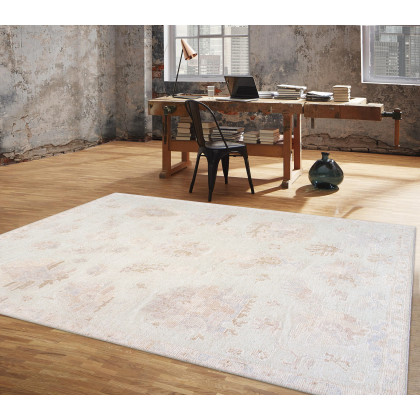 Pasargad - Oushak Collection Hand-Knotted Wool Area Rug in Aqua, 111" x 143" (PLO-58 9x12)