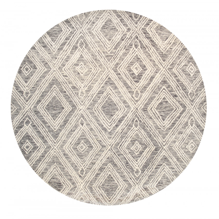 Pasargad Modern Collection Hand-Tufted Bamboo Silk/Wool Area Rug - Silver/Ivory, 72" x 72" (plt-1624rnd 6)