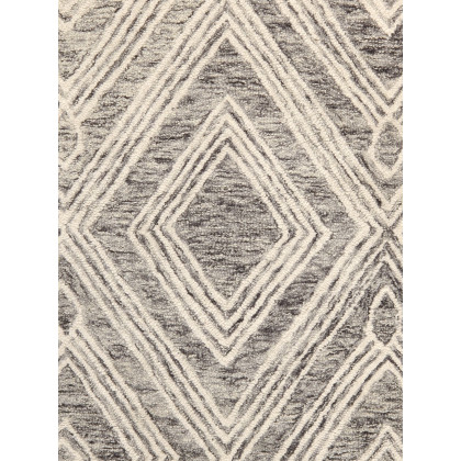 Pasargad Modern Collection Hand-Tufted Bamboo Silk/Wool Area Rug - Silver/Ivory, 72" x 72" (plt-1624rnd 6)