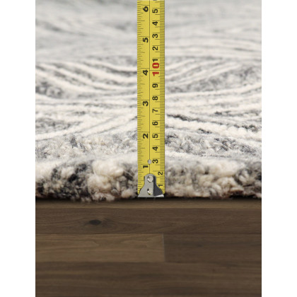 Pasargad Modern Collection Hand-Tufted Bamboo Silk/Wool Area Rug - Silver/Ivory, 96" x 96" (plt-1624rnd 8)