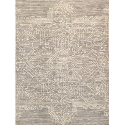 Pasargad Modern Collection Hand-Tufted Bamboo Silk/Wool Area Rug - Silver/Ivory, 105" x 141" (plt-5116 9x12)