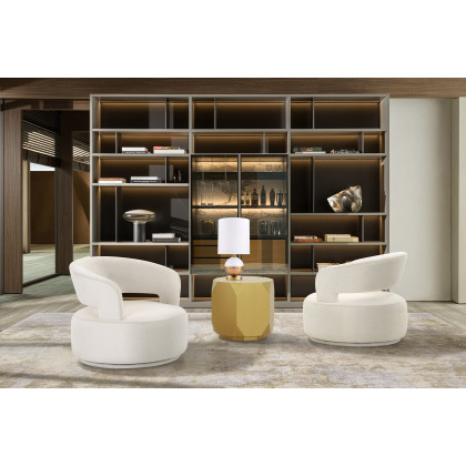 Pasargad - Selva Round Side Table in Gold, Wood