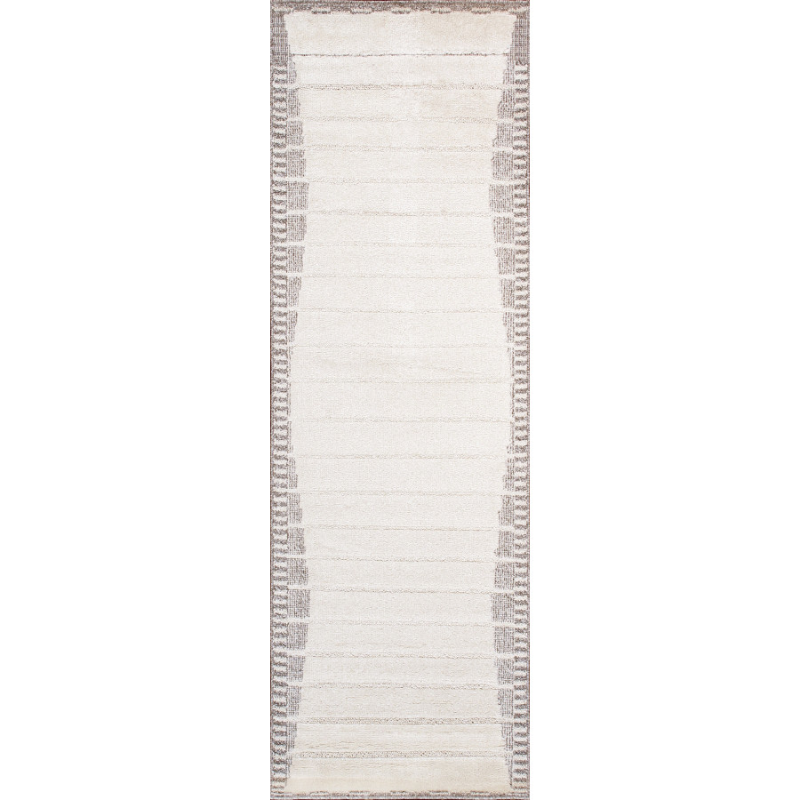 Pasargad Sutton Collection Power Loom Polypropylene/Polyester Area Rug - Ivory/Gray, 31" x 96" (pmf-548iv 2.07x8)