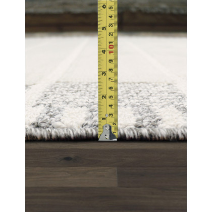 Pasargad Sutton Collection Power Loom Polypropylene/Polyester Area Rug - Ivory/Gray, 31" x 96" (pmf-548iv 2.07x8)