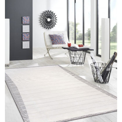 Pasargad Sutton Collection Power Loom Polypropylene/Polyester Area Rug - Ivory/Gray, 102" x 138" (pmf-548iv 9x12)