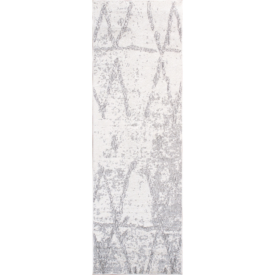 Pasargad Sutton Collection Power Loom Polypropylene/Polyester Area Rug - Ivory/Gray, 31" x 96" (pmf-757ig 2.07x8)