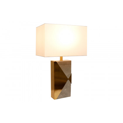 Pasargad - Triumph Collection Gray Marble and Gold Metal Modern Table Lamp with E27 Bulb and White Shade