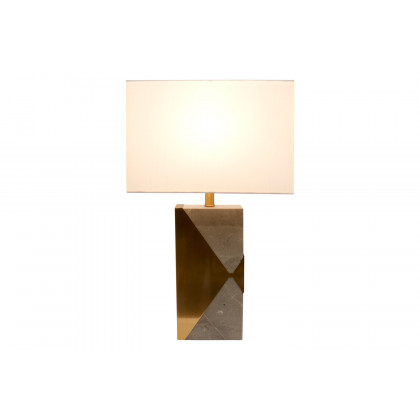 Pasargad - Triumph Collection Gray Marble and Gold Metal Modern Table Lamp with E27 Bulb and White Shade