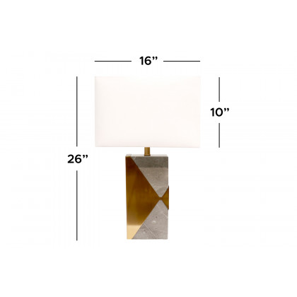 Pasargad - Triumph Collection Gray Marble and Gold Metal Modern Table Lamp with E27 Bulb and White Shade