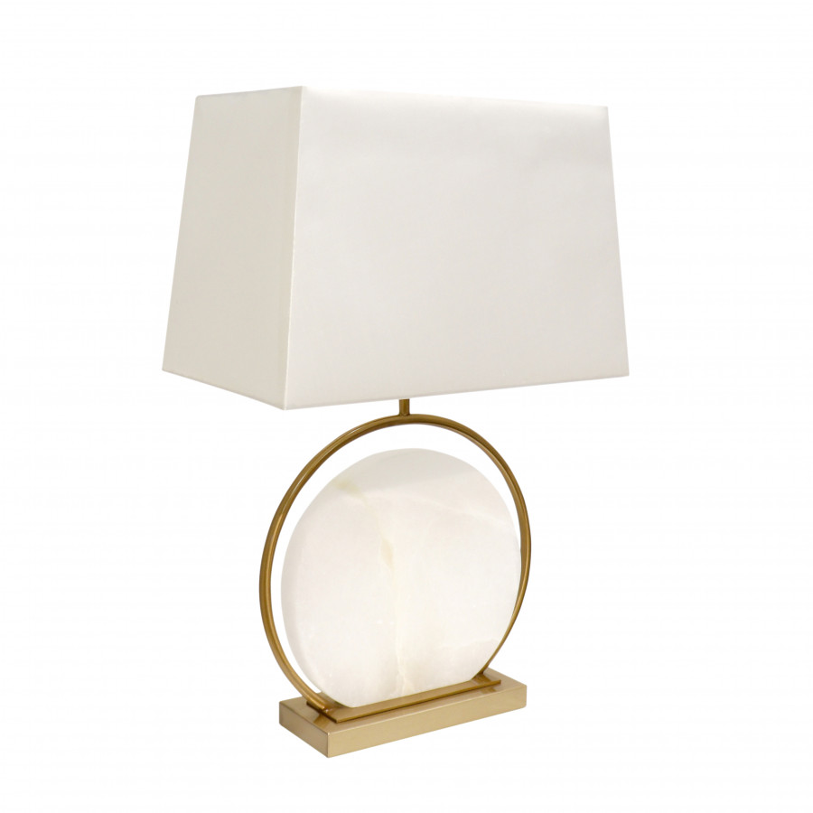 Pasargad - Orb Table Lamp in White/Gold, Metal/Marble