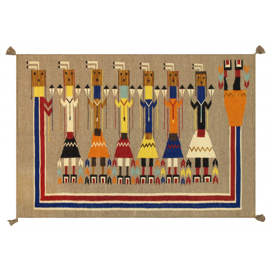 Pasargad - Tuscany Collection Flatweave Wool Area Rug in Mocha/Multi, 51" x 69" (PNT-207 4x6)