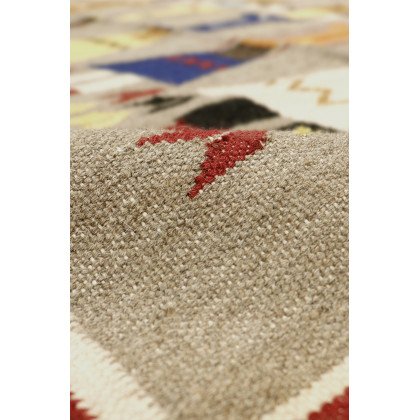 Pasargad - Tuscany Collection Flatweave Wool Area Rug in Mocha/Multi, 51" x 69" (PNT-207 4x6)