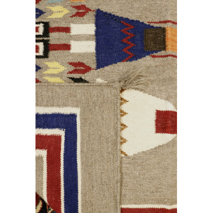 Pasargad - Tuscany Collection Flatweave Wool Area Rug in Mocha/Multi, 51" x 69" (PNT-207 4x6)