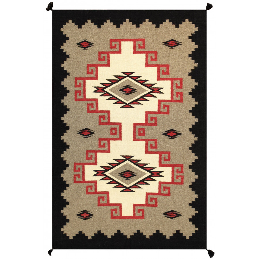 Pasargad - Tuscany Collection Flatweave Wool Area Rug in Mocha/Black, 59" x 84" (PNT-275 5x7)