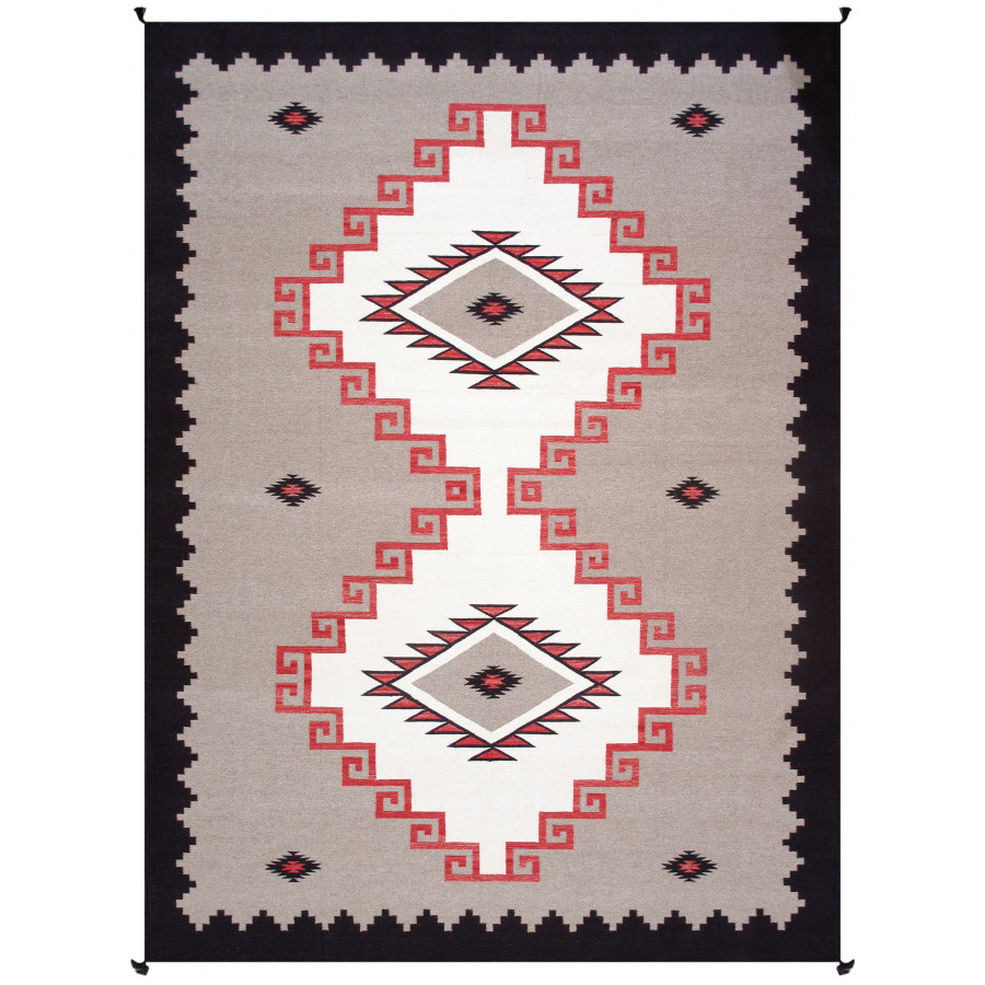 Pasargad - Tuscany Collection Flatweave Wool Area Rug in Mocha/Black, 105" x 144" (PNT-281 9x12)