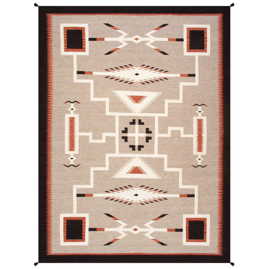 Pasargad Tuscany Collection Flatweave Wool Area Rug - Mocha/Black, 61" x 84" (PNT-284 5x7)