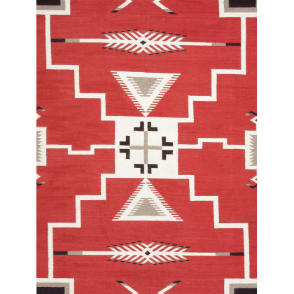 Pasargad - Tuscany Collection Flatweave Wool Area Rug in Red/Black, 108" x 142" (PNT-285 9x12)