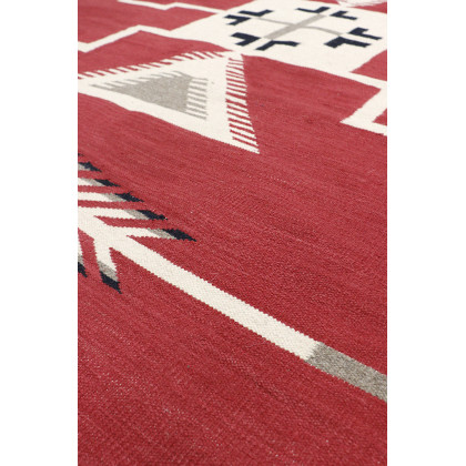 Pasargad - Tuscany Collection Flatweave Wool Area Rug in Red/Black, 108" x 142" (PNT-285 9x12)