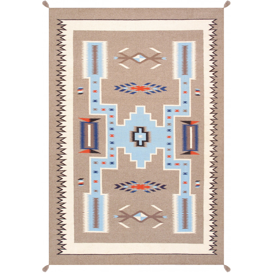 Pasargad - Tuscany Collection Flatweave Wool Area Rug in Mocha/Black, 72" x 109" (PNT-288 6x9)