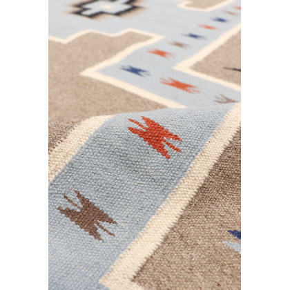 Pasargad - Tuscany Collection Flatweave Wool Area Rug in Mocha/Black, 72" x 109" (PNT-288 6x9)