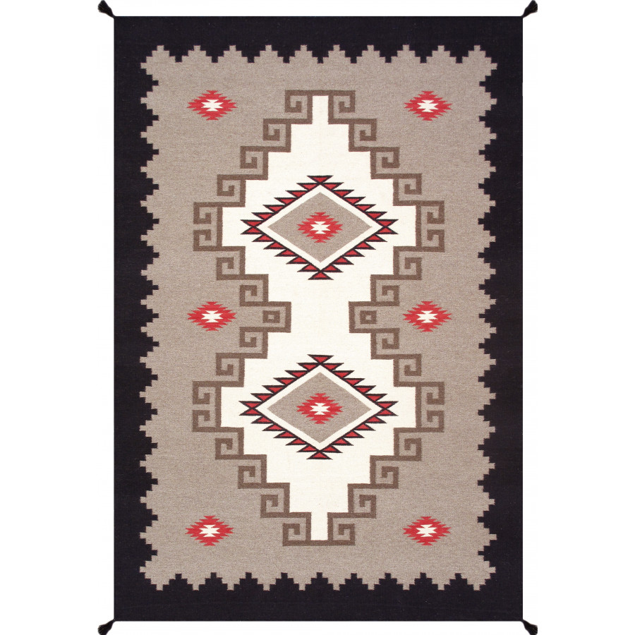 Pasargad - Tuscany Collection Flatweave Wool Area Rug in Mocha/Black, 73" x 108" (PNT-290 6x9)