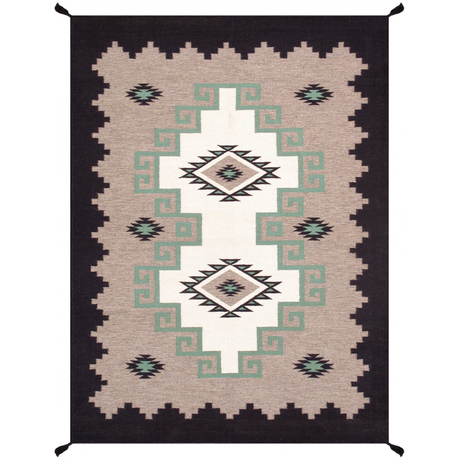 Pasargad - Tuscany Collection Flatweave Wool Area Rug in Mocha/Black, 62" x 83" (PNT-292 5x7)