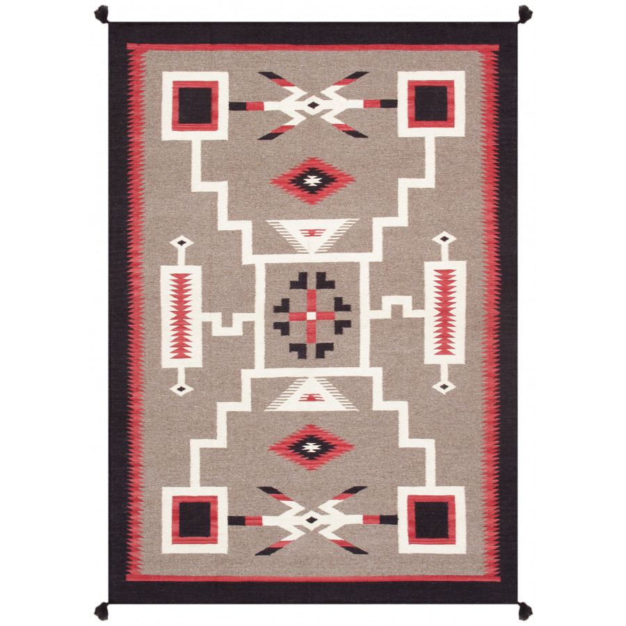 Pasargad - Tuscany Collection Flatweave Wool Area Rug in Mocha/Black, 58" x 84" (PNT-293 5x7)