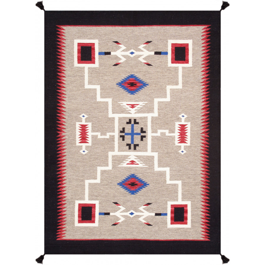 Pasargad - Tuscany Collection Flatweave Wool Area Rug in Mocha/Black, 60" x 83" (PNT-297 5x7)
