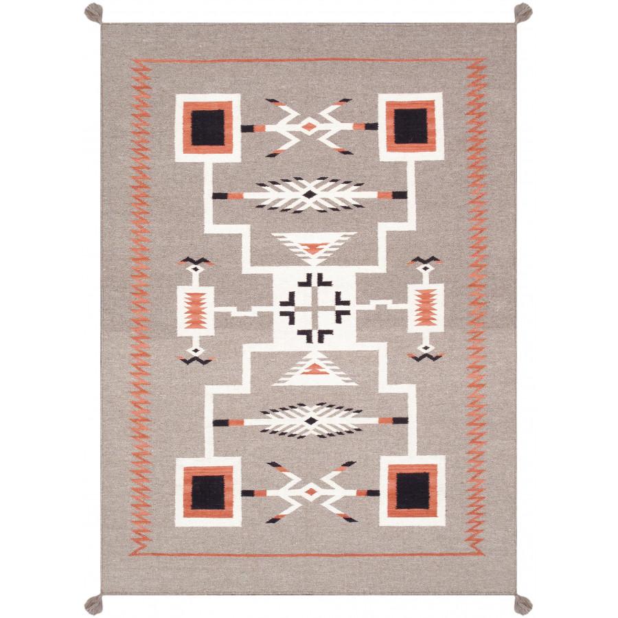 Pasargad - Tuscany Collection Flatweave Wool Area Rug in Mocha, 61" x 84" (PNT-298 5x7)