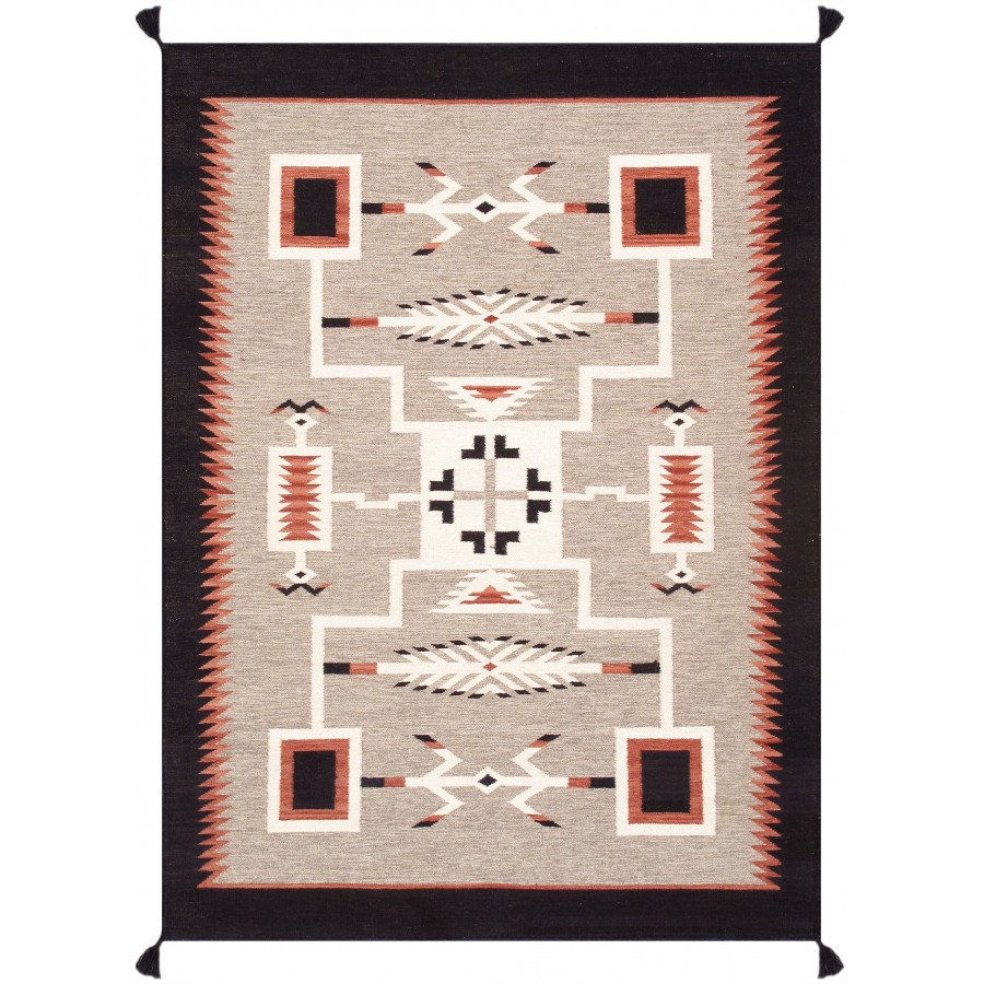 Pasargad - Tuscany Collection Flatweave Wool Area Rug in Mocha/Black, 106" x 147" (PNT-299 9x12)