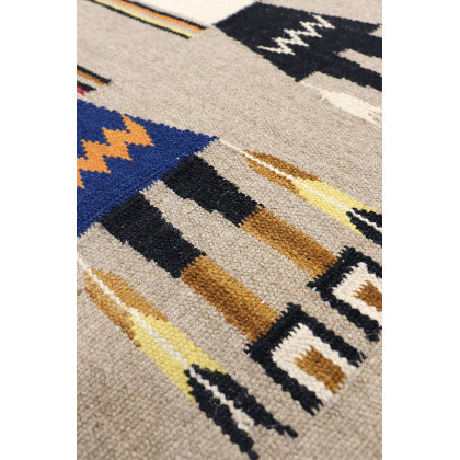 Pasargad Tuscany Collection Flatweave Wool Area Rug - Mocha/Multi, 51" x 70" (PNT-301 4x6)