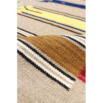 Pasargad Tuscany Collection Flatweave Wool Area Rug - Mocha/Multi, 51" x 70" (PNT-301 4x6)