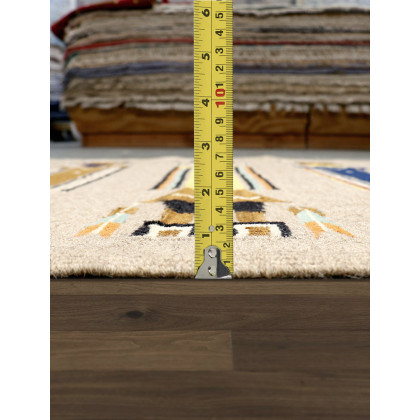 Pasargad Tuscany Collection Flatweave Wool Area Rug - Mocha/Multi, 51" x 70" (PNT-301 4x6)