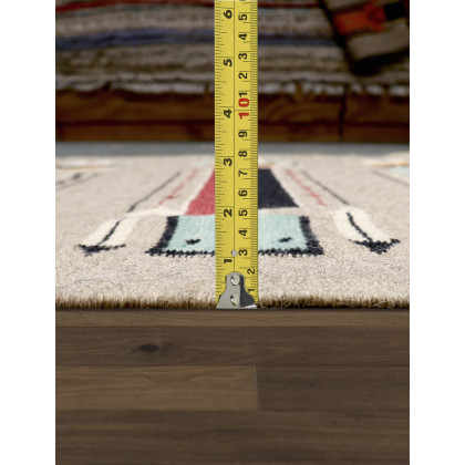Pasargad Tuscany Collection Flatweave Wool Area Rug - Mocha/Multi, 51" x 73" (PNT-302 4x6)