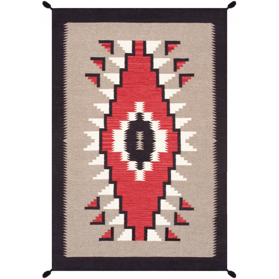 Pasargad - Tuscany Collection Flatweave Wool Area Rug in Mocha/Black, 48" x 71" (PNT-303 4x6)
