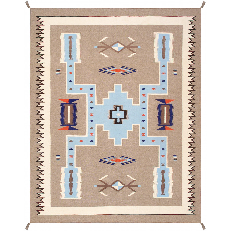 Pasargad - Tuscany Collection Flatweave Wool Area Rug in Mocha/Ivory, 97" x 122" (PNT-311 8x10)