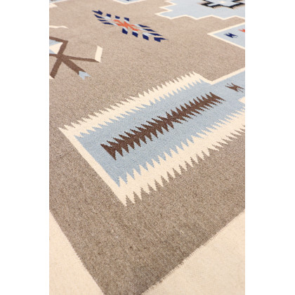 Pasargad - Tuscany Collection Flatweave Wool Area Rug in Mocha/Ivory, 97" x 122" (PNT-311 8x10)